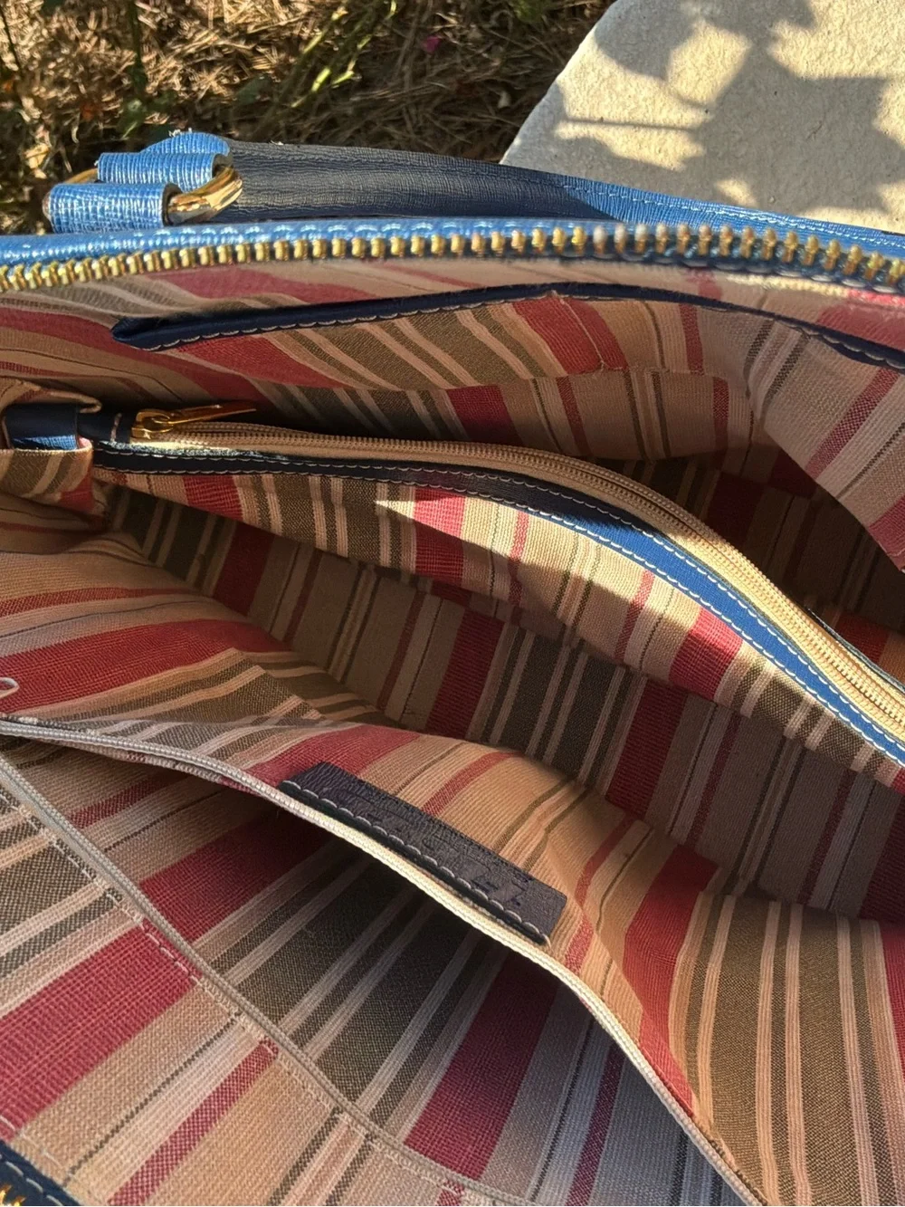 Floto Italian Leather Blue Ragazza Handbag Dome Satchel